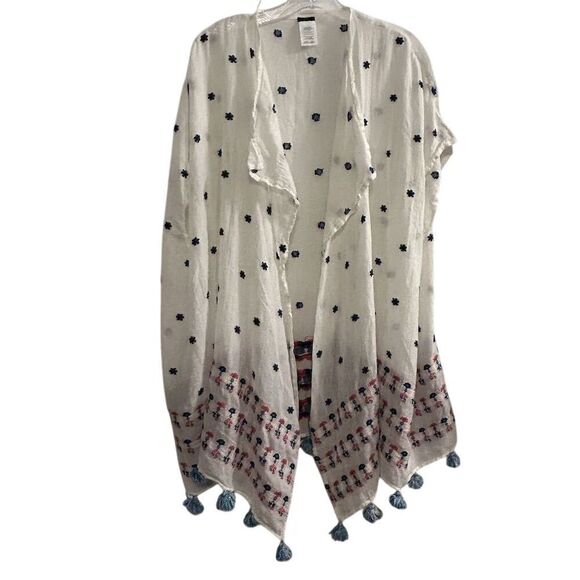 J. Crew Other - J. Crew Women's Embroidered Tassel Beach Poncho Cover Up Multicolor